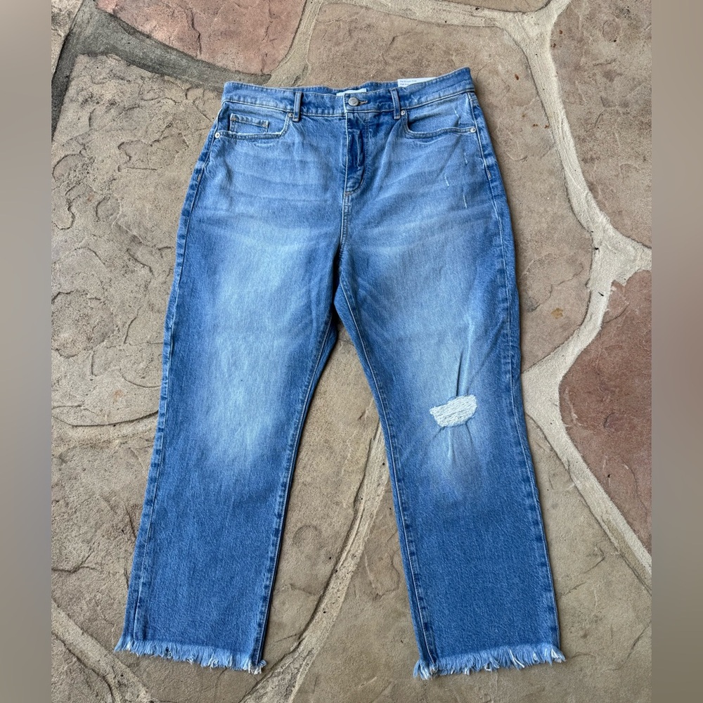 Loft, Distressed, High Rise, Crop, Blue, Jeans, Size 30/10 Petite